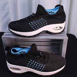 Mishansha Black Sneakers with Blue Highlights